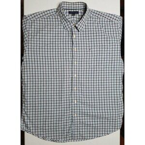 Tommy Hilfiger Long Sleeve Button Up Blue/Black Gingham Check Shirt Men's XXL